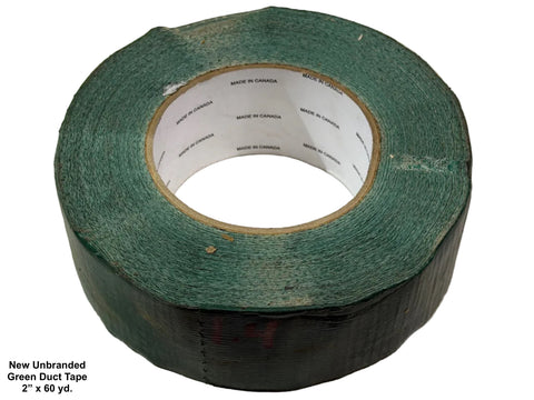 Roll of new green duct tape; 2"x60 yd. 