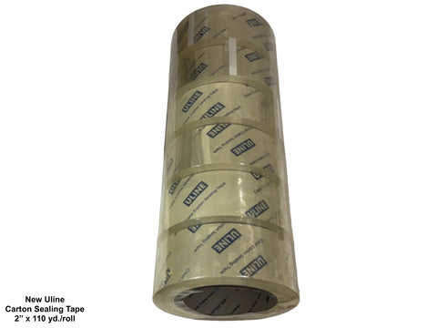 Bundle of 6 new rolls of Uline packaging tape; 2" x 110 yd. per roll. 
