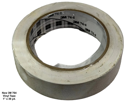 Roll of new 1" wide x 36 yd. long 3M 764 white vinyl tape. 
