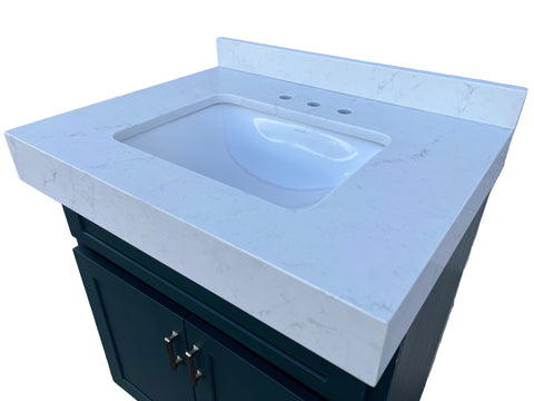 Three hole restroom countertop for undermount rectangular sink. 