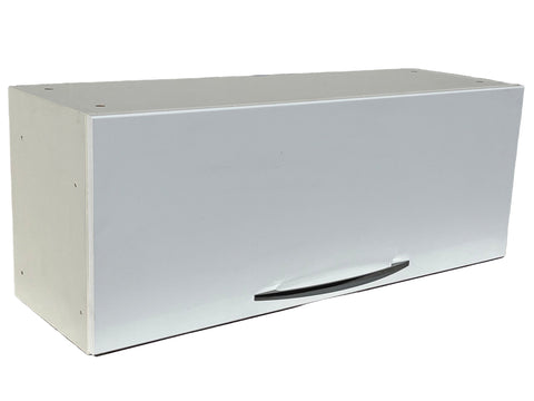 IKEA horizontal, flip-open horizontal cabinet in white. 