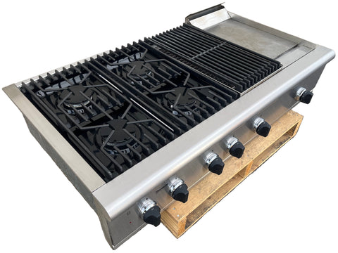 Thermador GPS484GGS built-in cooktop with removable grates. 