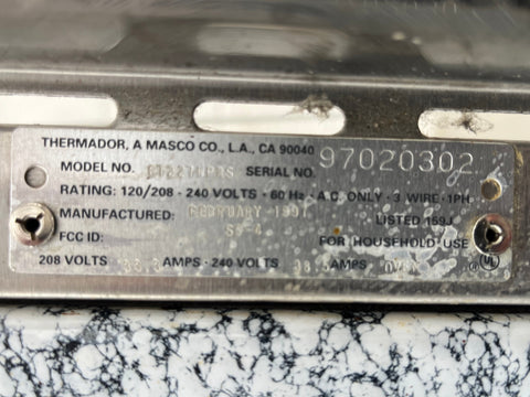 Thermador CT227NPRS double oven label. 