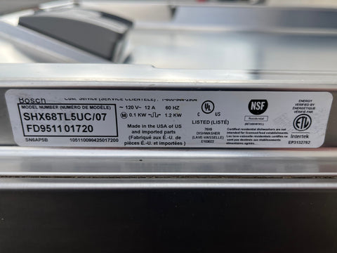 Bosch Dishwasher #SHX68TL5UC/07