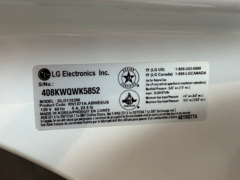 LG Washer & Gas Dryer Set