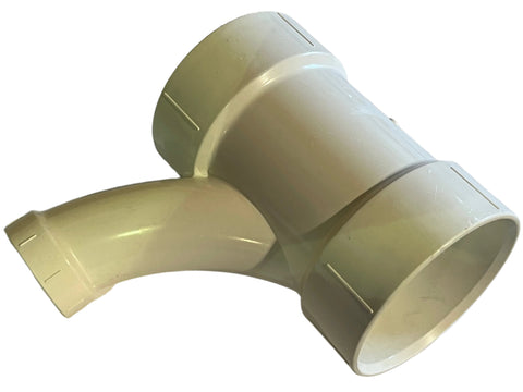 New, 4"x4"x2", Charlotte Pipe #502, combo wye & 1/8 bend, all hub, reducing in white, schedule 40 PVC for non-pressurized DWV systems. 