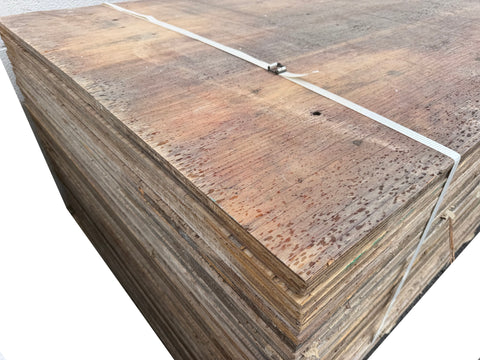 5/8" unfinished plywood sheets: 46 4x8s & 3 partials in a bundle (F). 