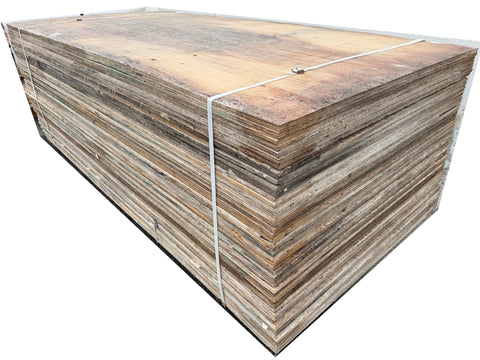 5/8" unfinished plywood sheets: 46 4x8s & 3 partials in a bundle (F). 