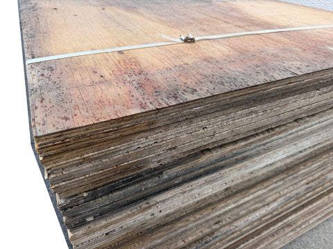 5/8" unfinished plywood sheets: 46 4x8s & 3 partials in a bundle (F). 