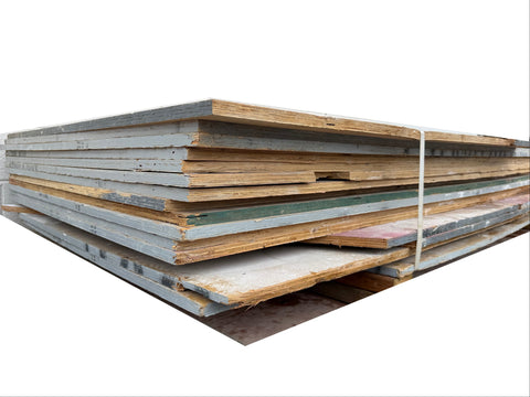 3/4" concrete form plywood sheets in a 18 pc. bundle of partial sizes (H). 