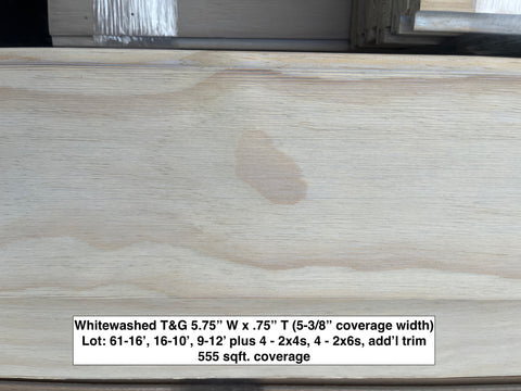 Detail of whitewashed Tongue and Groove siding. 