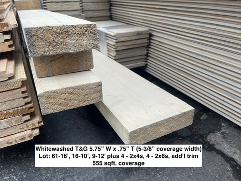 New whitewashed T&G siding lot (555 square feet of coverage). 