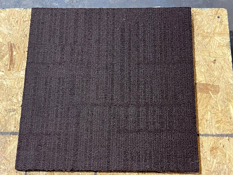 3/8" thick, 20x20 inch, reclaimed commercial carpet tile in dark brown. 