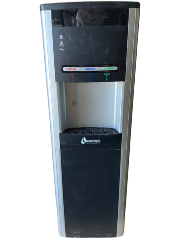 Reclaimed WaterLogic #WL270 filtered water dispenser in black and silver. 