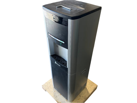 Reclaimed water dispenser with recessed spigots, multiple reservoirs, fault indicators and leak detection. 