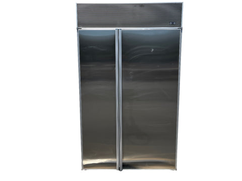 Front of good, used Sub-Zero, 48", built-in refrigerator/freezer, model # 532 with stainless steel fascia. 