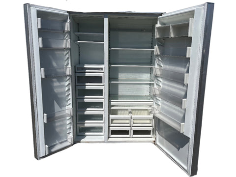 Interior of good, used Sub-Zero, 48", built-in refrigerator/freezer, model # 532. Features 30 sq. ft. of storage. 