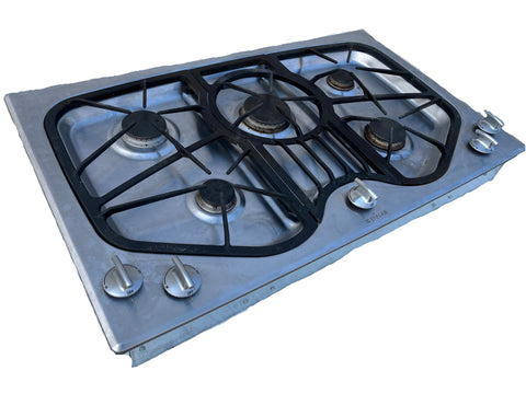 Good used JennAir # JGC8536ADS countertop cooktop with 5 gas burners and knob controls. 