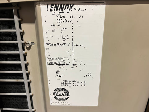 Damaged label on Lennox condenser. 