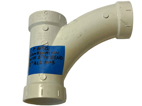 New Charlotte Pipe #501 combination wye & 1/8 bend. 2" all hub in white, sch. 40 PVC for DWV non-pressure applications. 