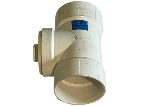 6", HxHxFPT flush clean-out tee with plug. #445 by Charlotte Pipe. Schedule 40 white PVC for non-pressure DWV applications. 