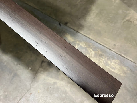 Overview of new, espresso finished solid wood floor reducer. 