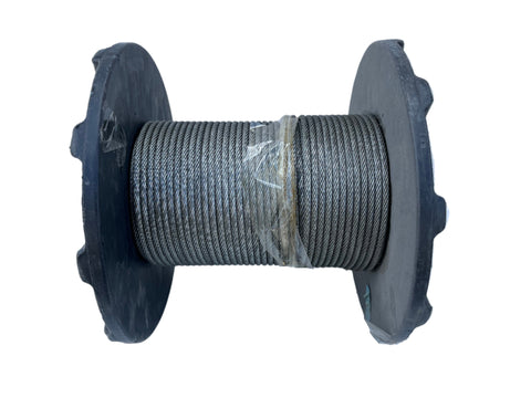 New 160' spool of 1/4", 7x19, galvanized steel cable. 