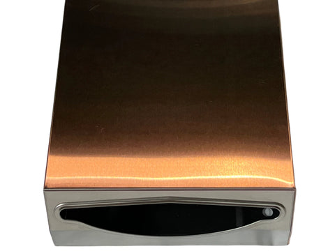 Bottom of new #10-0210 commercial restroom dispenser for c-fold or multi-fold pull-down paper towels. 