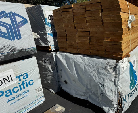 Bundles of new 2x10x20 DF2 lumber from Sierra Pacific. 