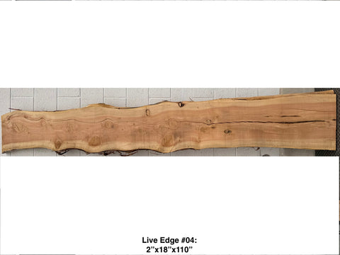2" thick, live-edge, juniper slab, 18" wide x 110" long. 