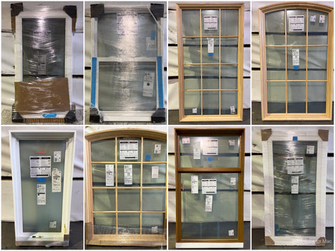 Collage of various windows in fixed, casement and other styles. 