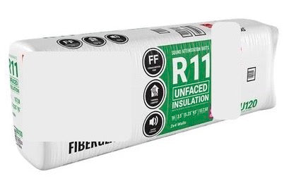 New, brand name, factory seconds, R11, unfaced, fiberglass insulation batts. Each piece is 15.25"x93"x3.5". 16 pieces per bag. 15.58 total sq. ft. 