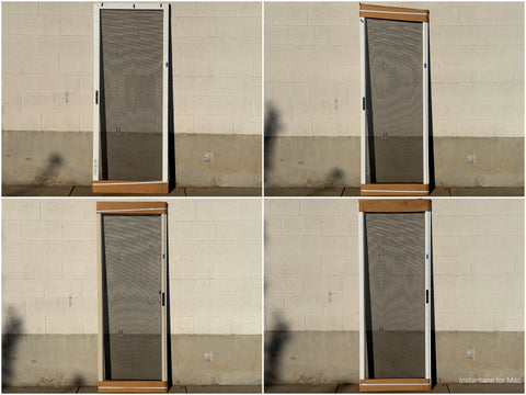 Collage of various sliding screen doors. 