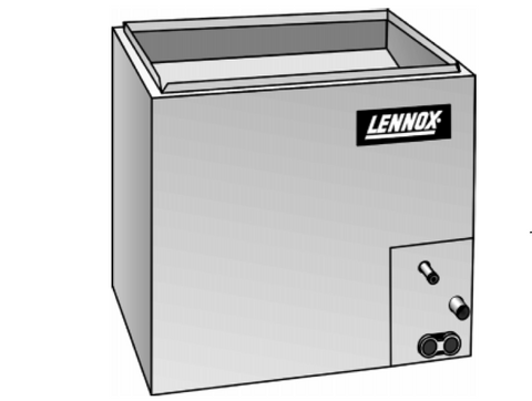 Detailed drawing of Lennox, 4-ton AC evaporator coil, model # C23-51FC-1, featuring fully cased twin coils. 