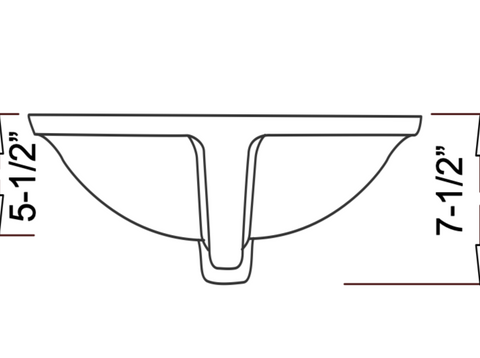 Diagram of new "Scoop" restroom vanity sink dimensions. 