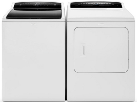 Reclaimed Whirlpool Cabrio high efficiency top load washer and front load dryer combo. 