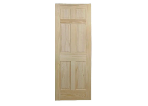 New 6-panel Unfinished Solid Pine Interior Door Slab in 32" or 36" x 80" sizes. 