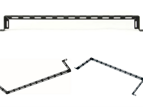 Collage of Middle Atlantic Products cable management lacers for equipment racks. 