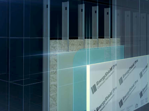 Graphic depicting installation suggestion for Energy Shield Pro insulation. 