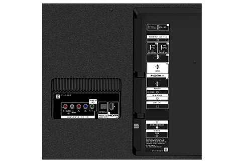 Close up of rear inputs on back of 2018 Sony XBR-65X850F 65" Smart HDTV. 