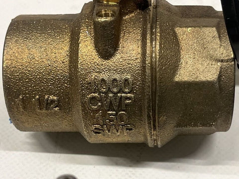Body of 1.5" threaded bronze ball valve by Nibco. 