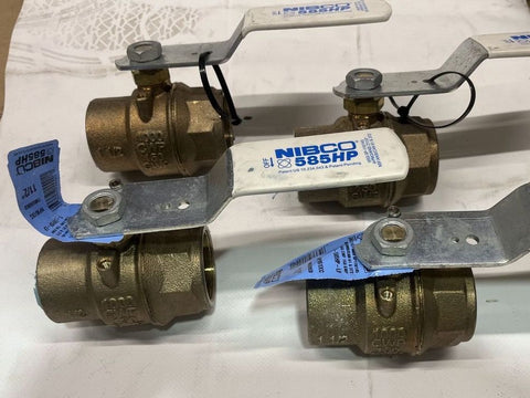 Several Nibco T-585-80-LF 1.5" threaded water valves. 