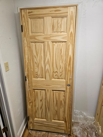 6-panel Unfinished Solid Core Clear Pine Knock-Down Interior Door
