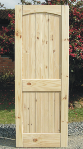 2-Panel Unfinished Arch Top Knotty Pine Solid Core Knock-Down Interior Door